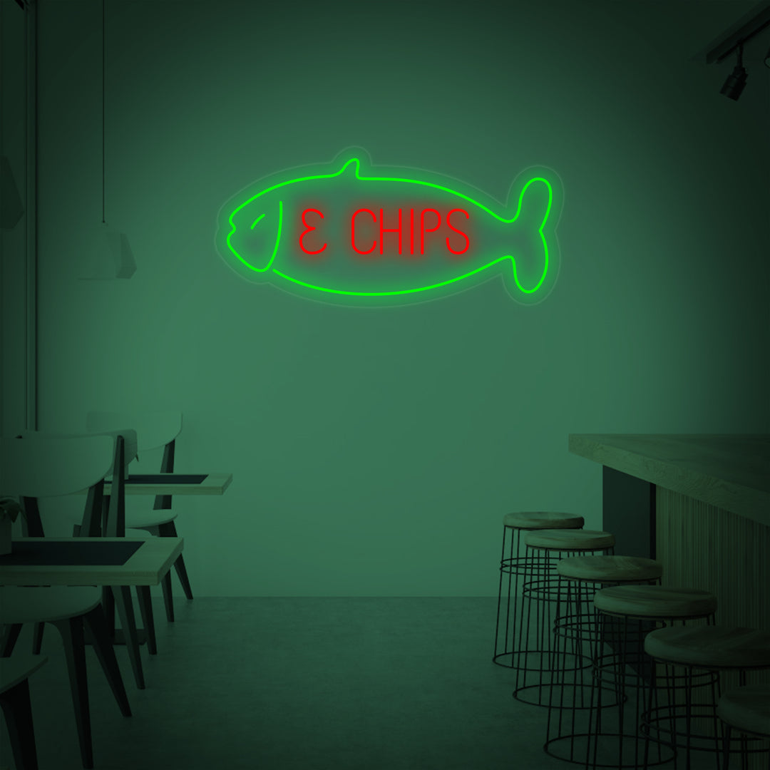 "Fish & Chips, vis" Neon Verlichting