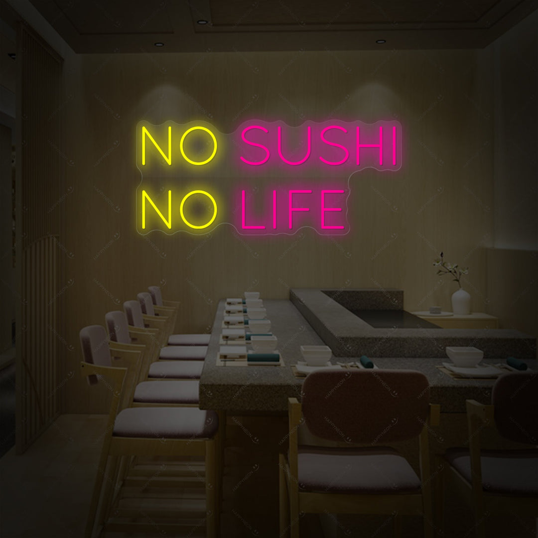 No Sushi No Life Neonbord, Japans Restaurant Decor