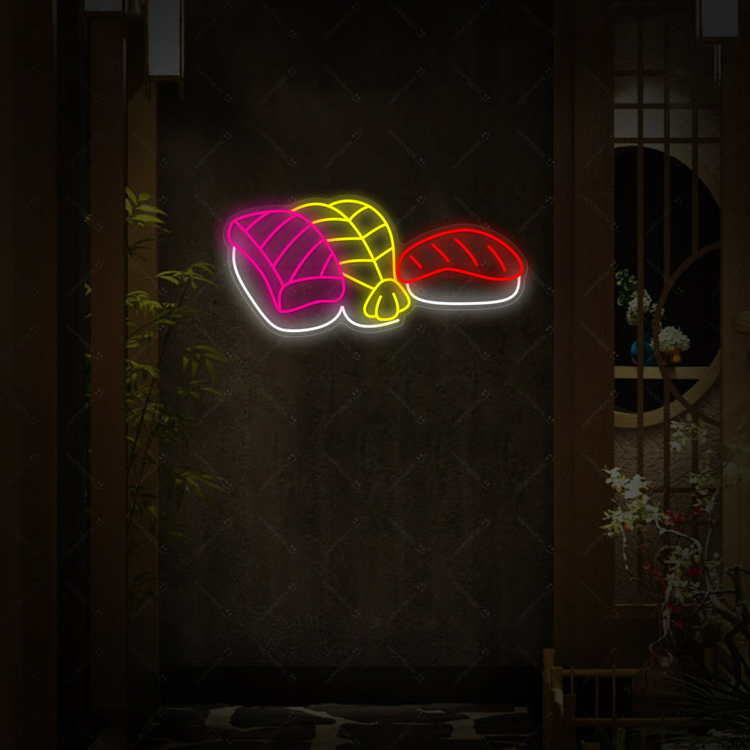 Garnalen Zalm Sushi Neonbord, Japanse Restaurant Decor