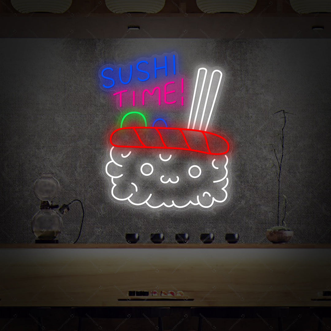 Sushi Time Neonbord, Japans Restaurantdecor