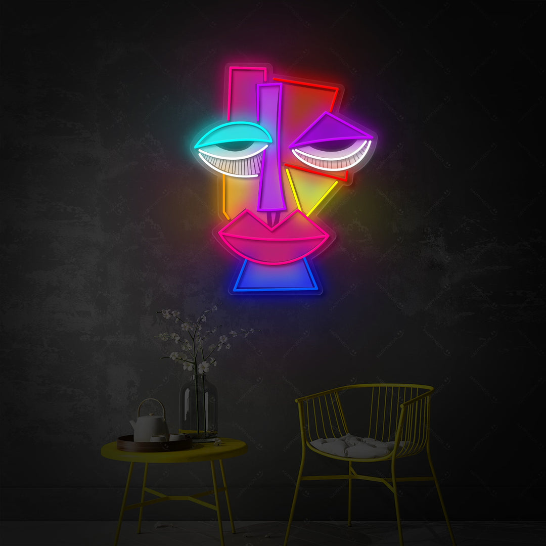 "Abstract Gezicht Picasso" Neonbord