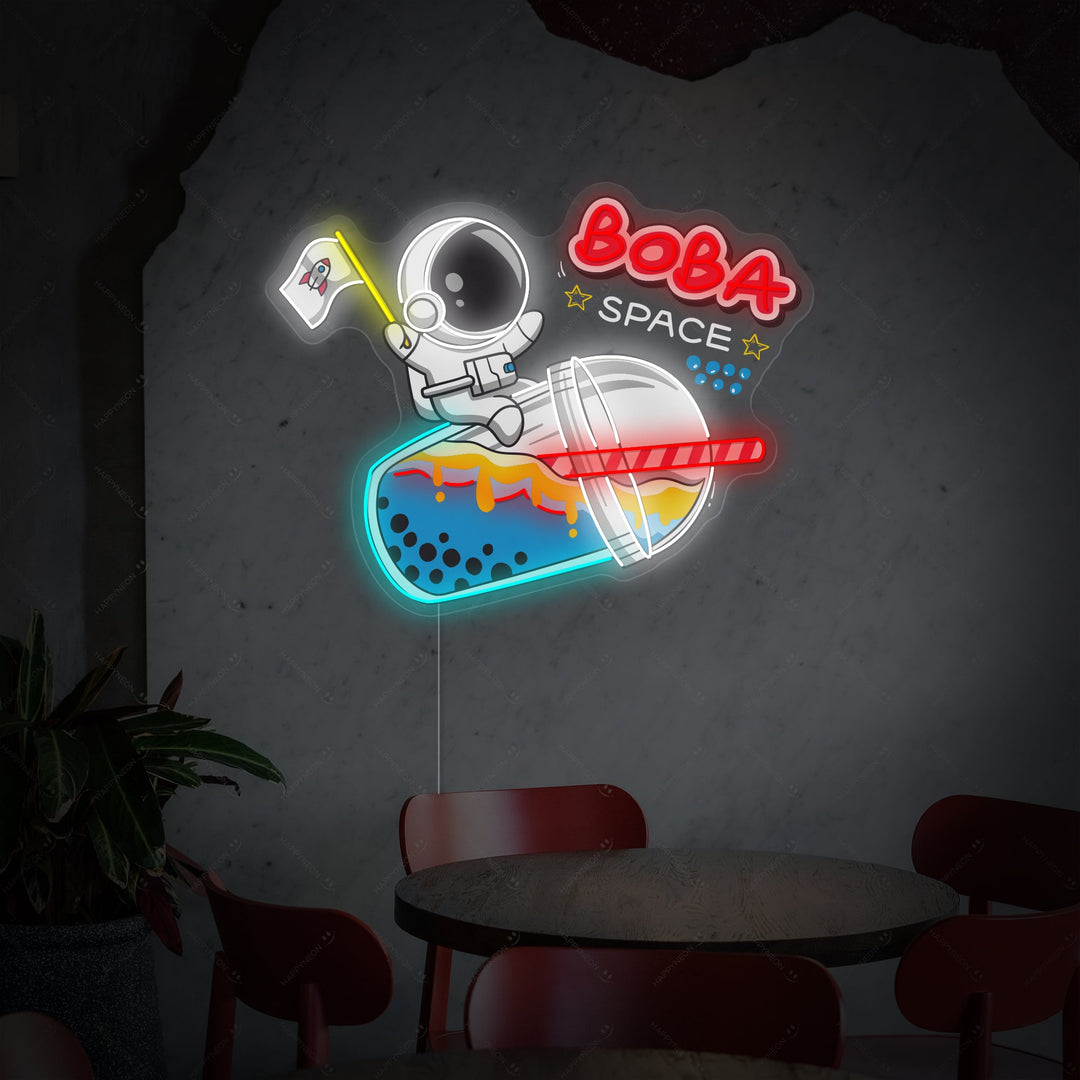 "Astronaut Boba Thee Nippend" Neonbord