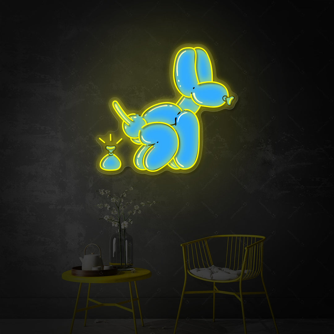 "Ballon Hondenpoep Grap" Neonbord