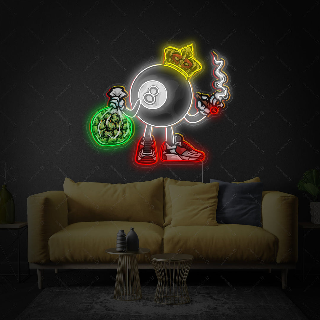 "Biljart bal roken" Neonbord