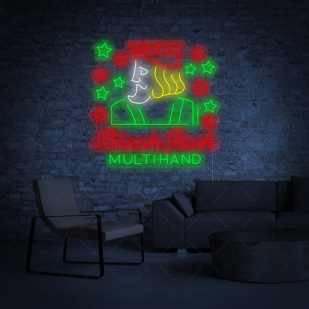 "Black Jack Multihand" Neonbord