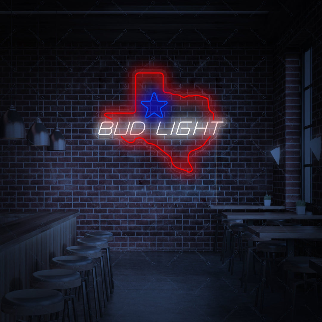 "Bud Light Texas Star" Neonbord