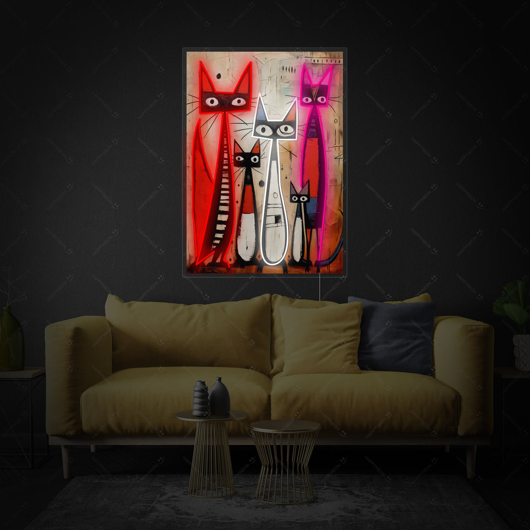 "Kattenfamilie" Neonbord