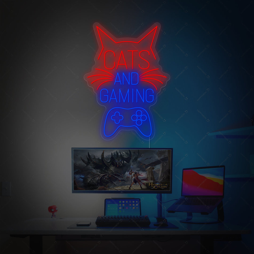 "Cats And Gaming" Neonbord