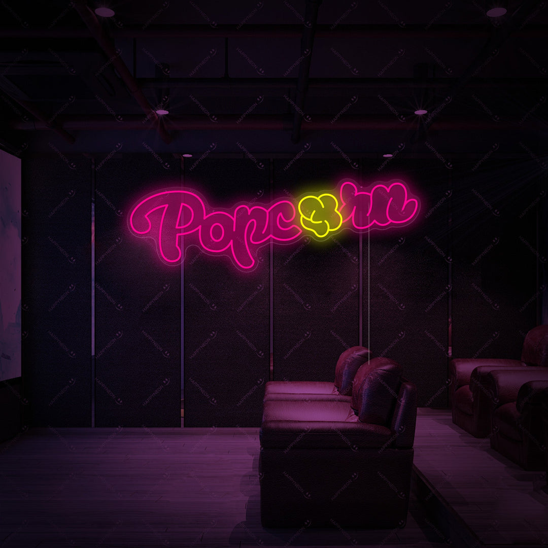 "Bioscoopzaal Popcorn" Neonbord