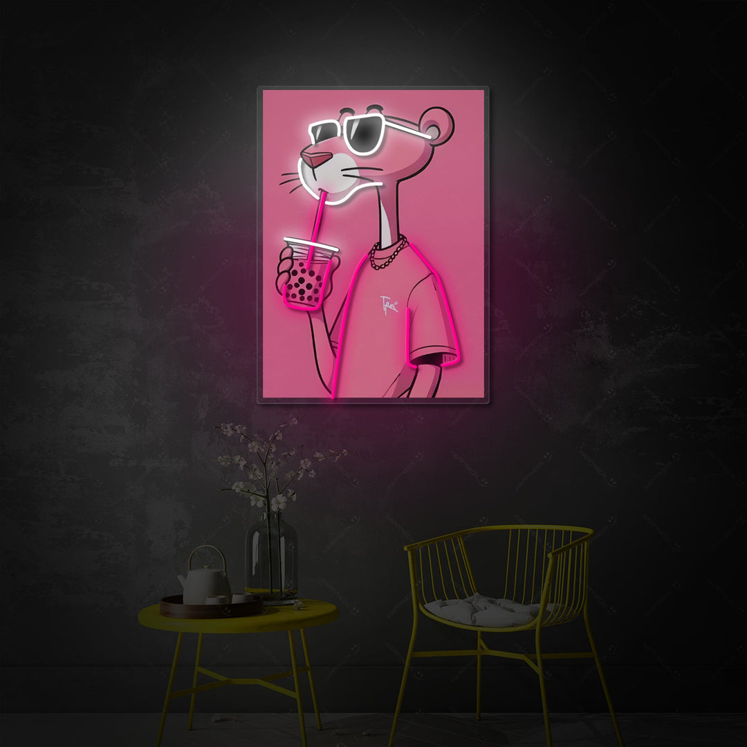 "Coole Panter Boba Vibes" Neonbord