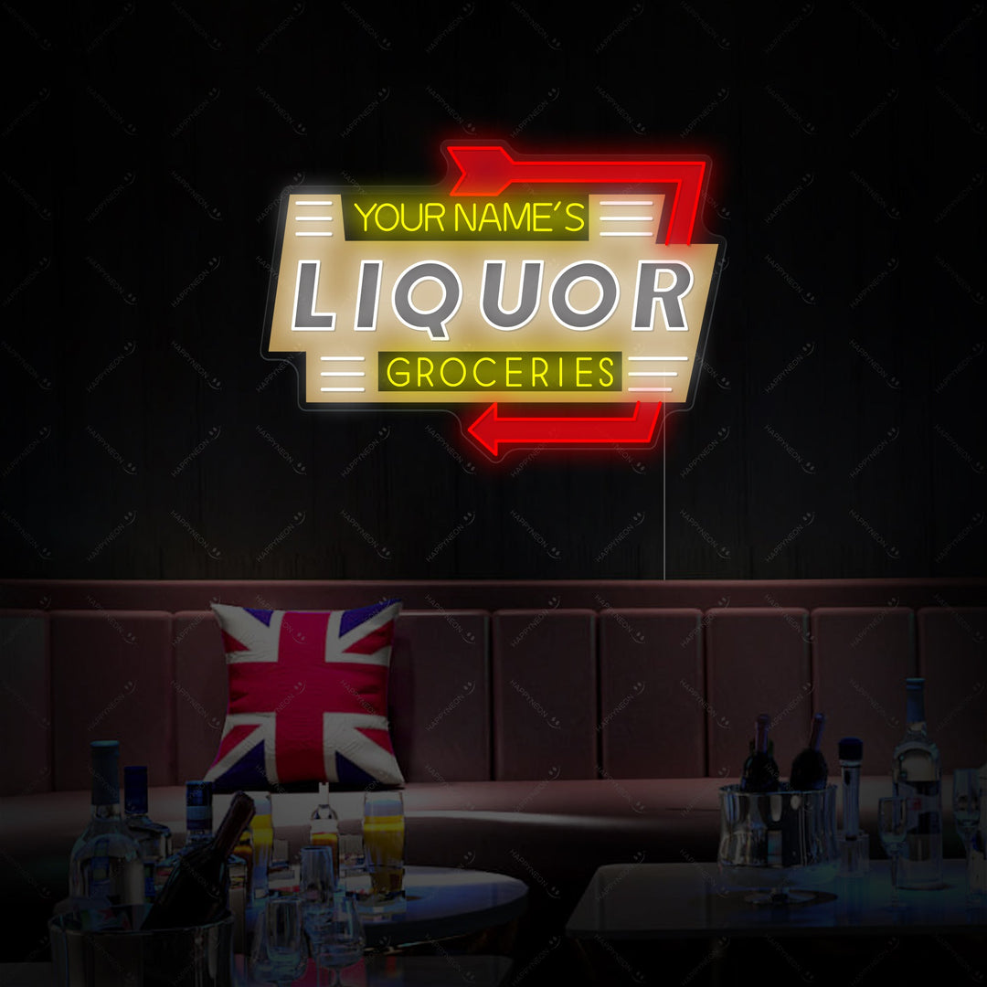 "Custom Liquor Groceries" Neonbord