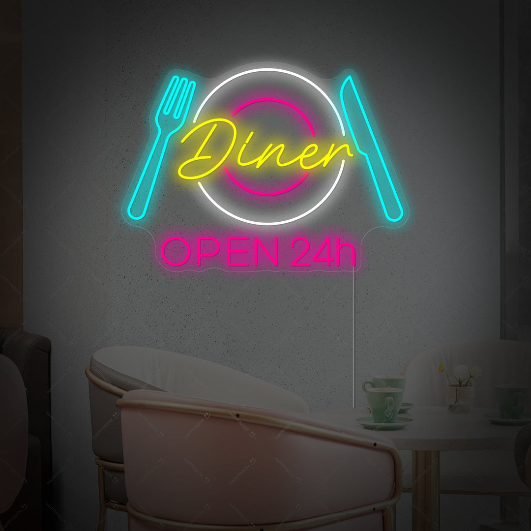"Dinner Open 24h" Neonbord