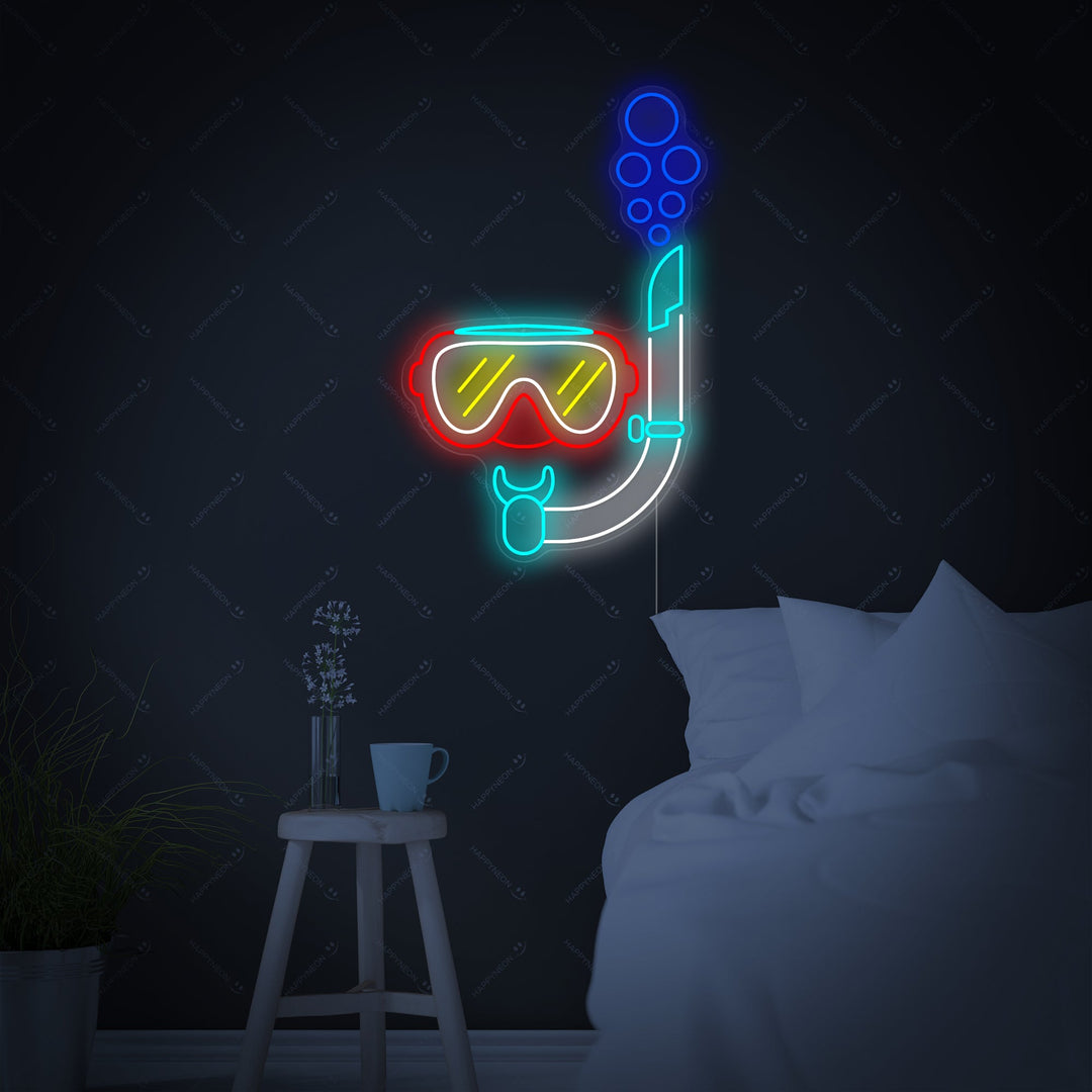 "Duiken Snorkel Masker" Neonbord
