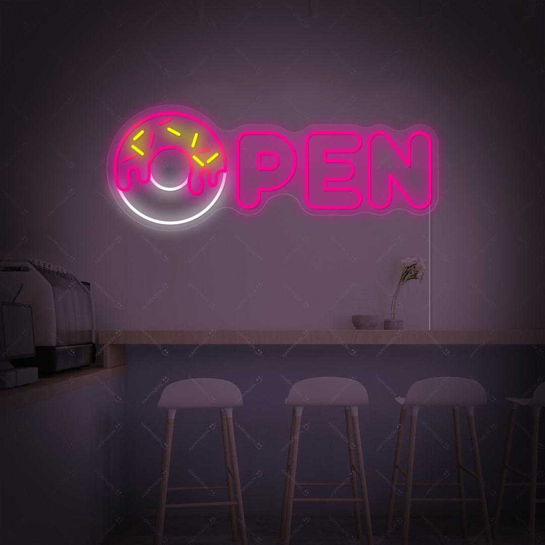 "Donut openen" Neonbord