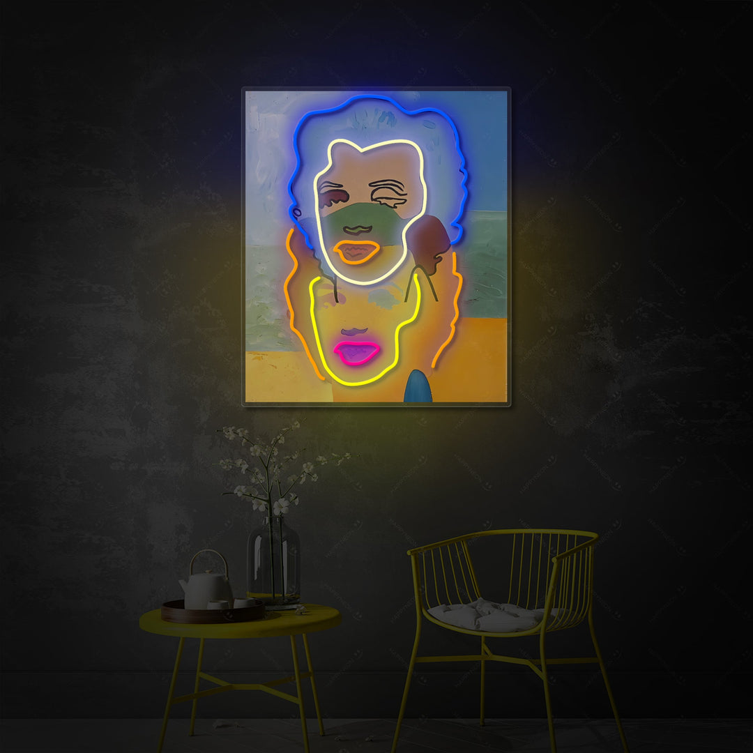 "Dubbelportret" Neonbord