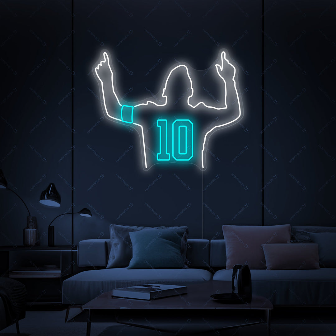 "Beroemde voetballer nummer 10" Neonbord