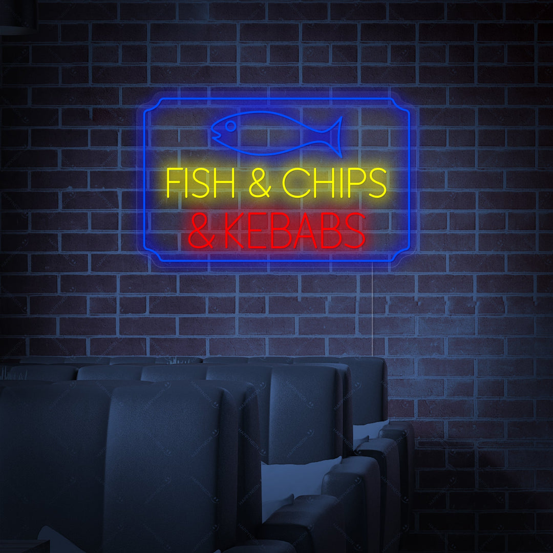 "Fish Chips Kebabs" Neonbord