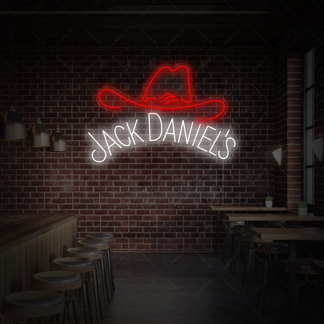 "Jack Whiskey Cowboyhoed" Neonbord