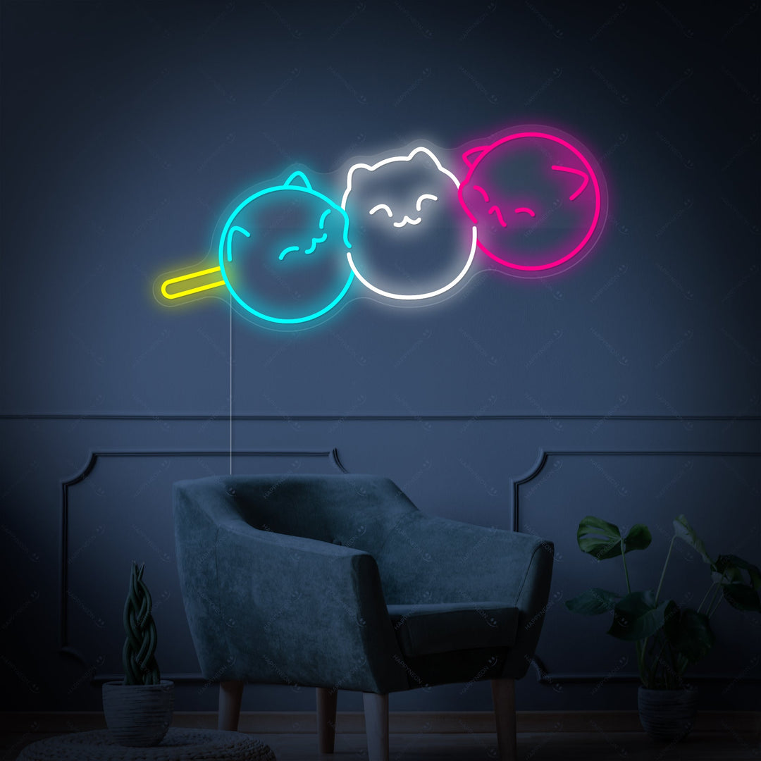"Kawaii Japanse kat Dango" Neonbord