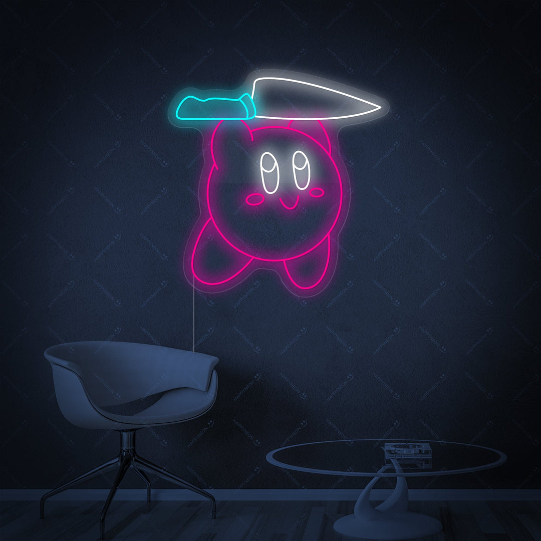 "Kirby met een mes" Neonbord