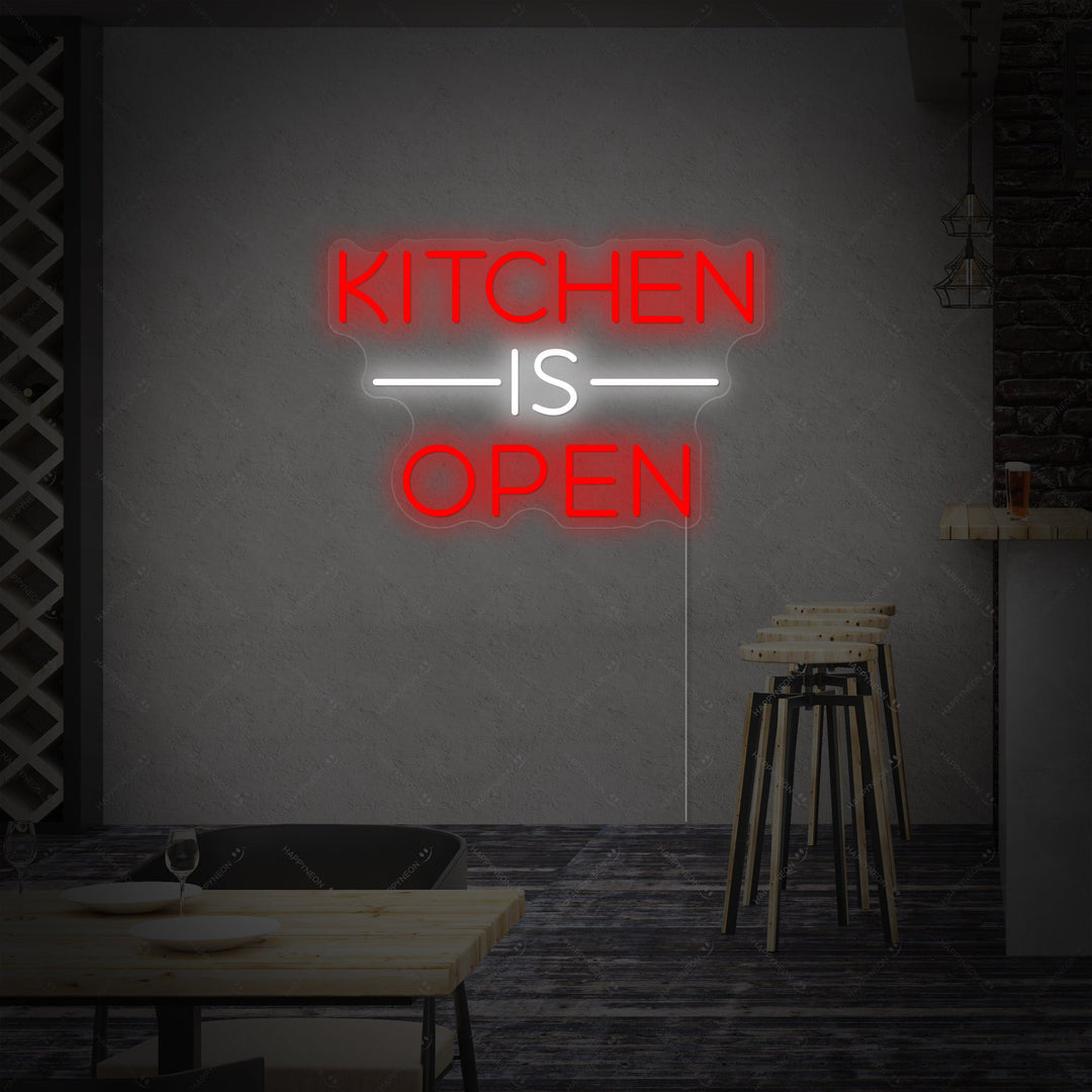 "Kitchen Is Open" Neonbord