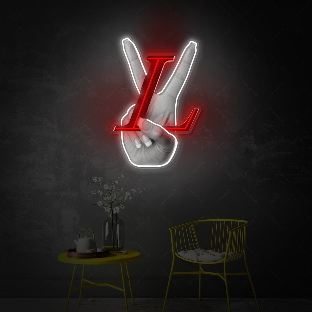 "LV Peace Hand" Neonbord