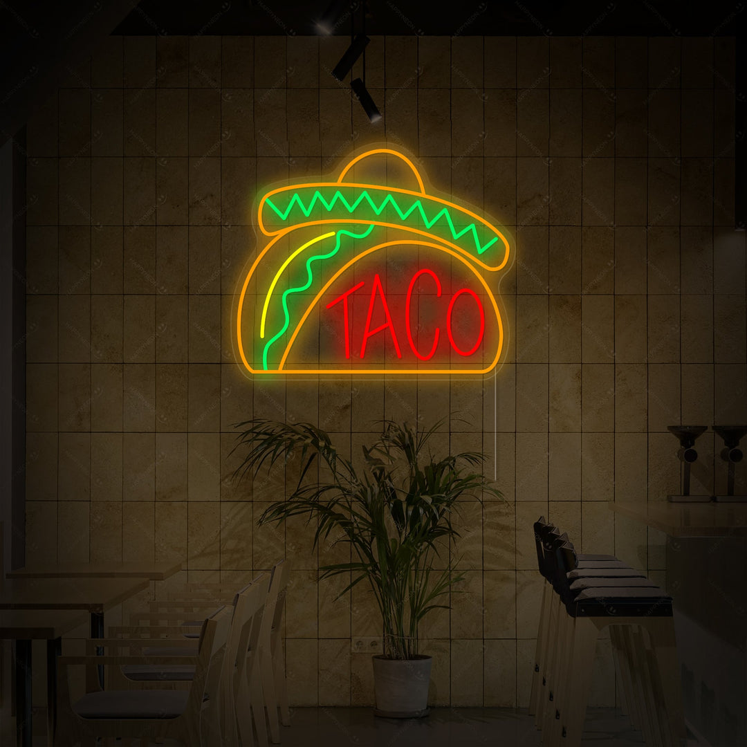 "Mexicaanse Hoed Taco" Neonbord