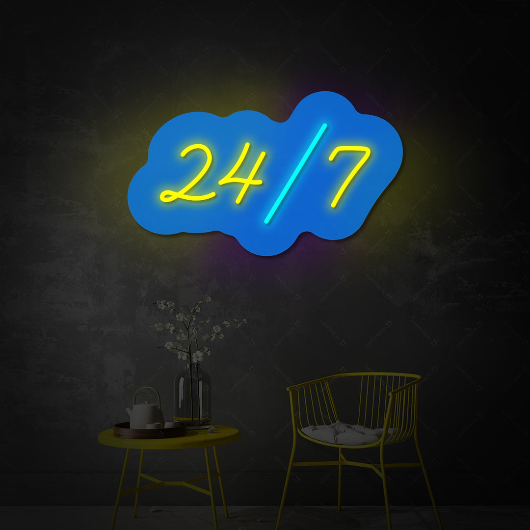"Open 24/7" Neonbord
