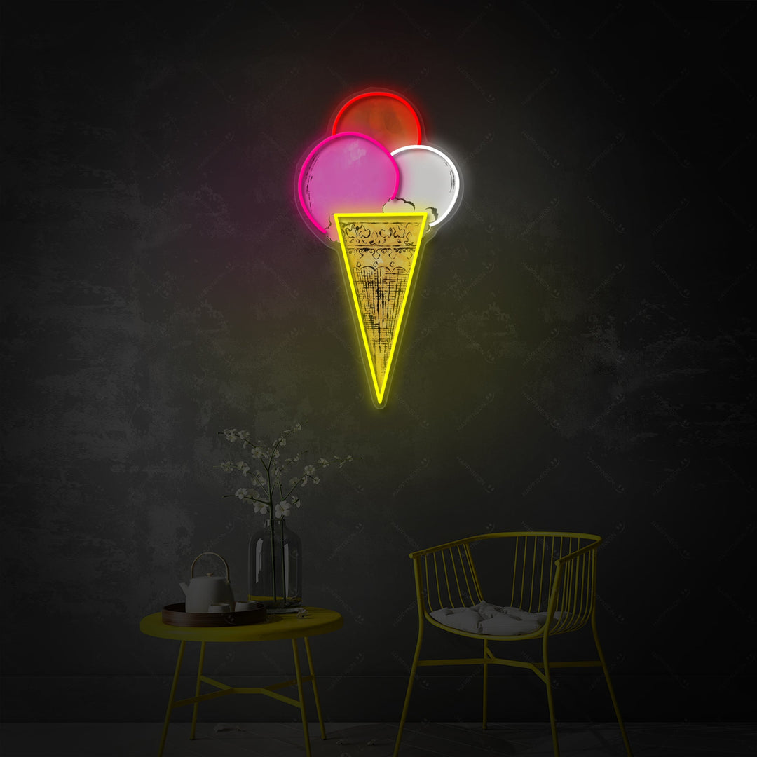 "Pop Art Triple Scoop Cone" Neonbord