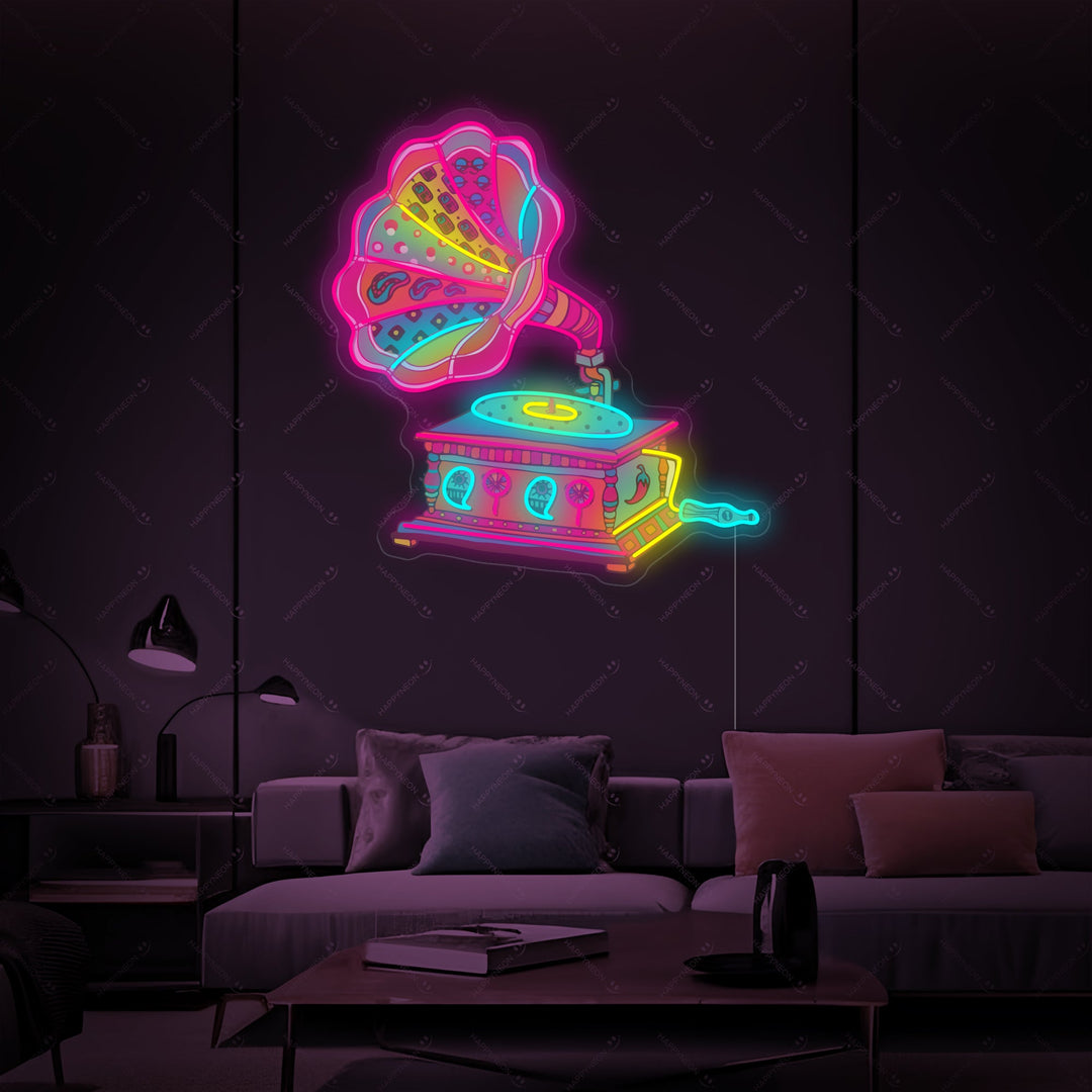 "Retro platenspeler" Neonbord