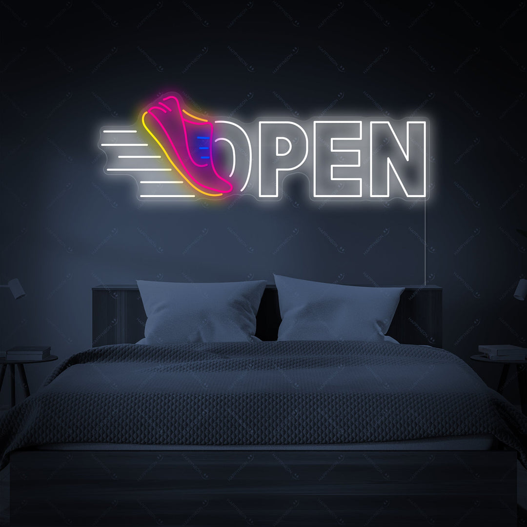 "Hardloopschoenen Open" Neonbord