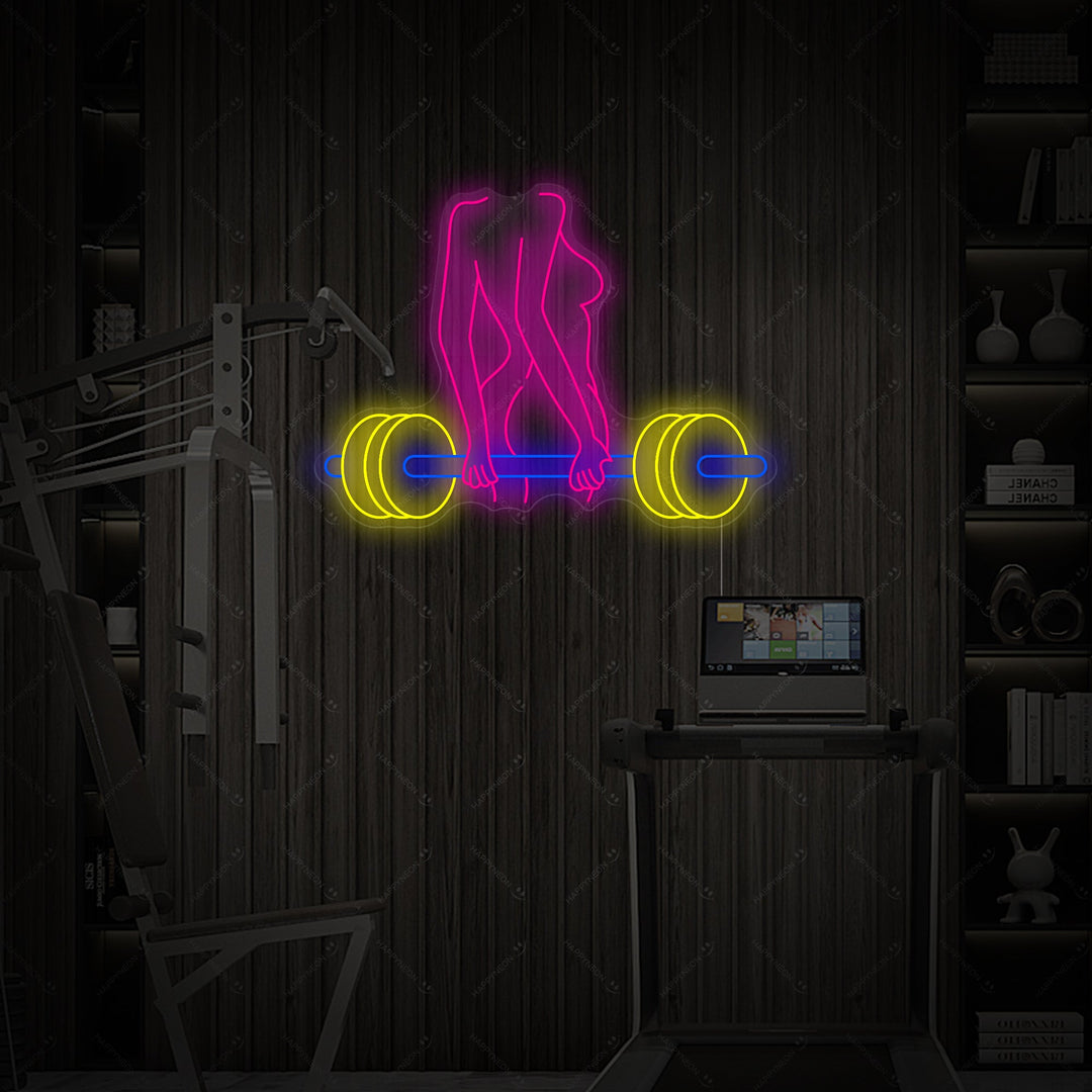 "Vrouw Barbell" Neonbord