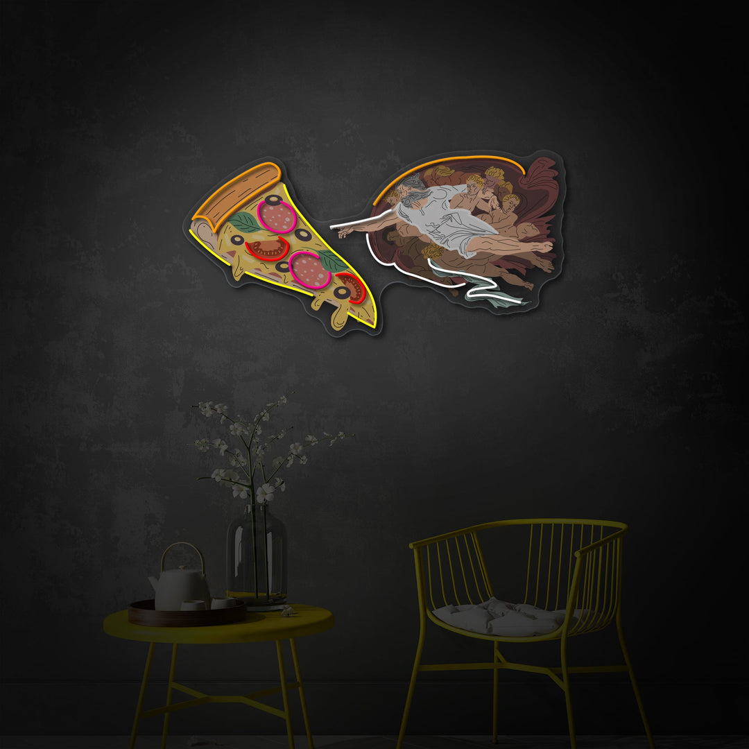 "Adam God maakte pizza, fastfoodadvertentie, restaurantlogo" UV-geprint LED-neonbord