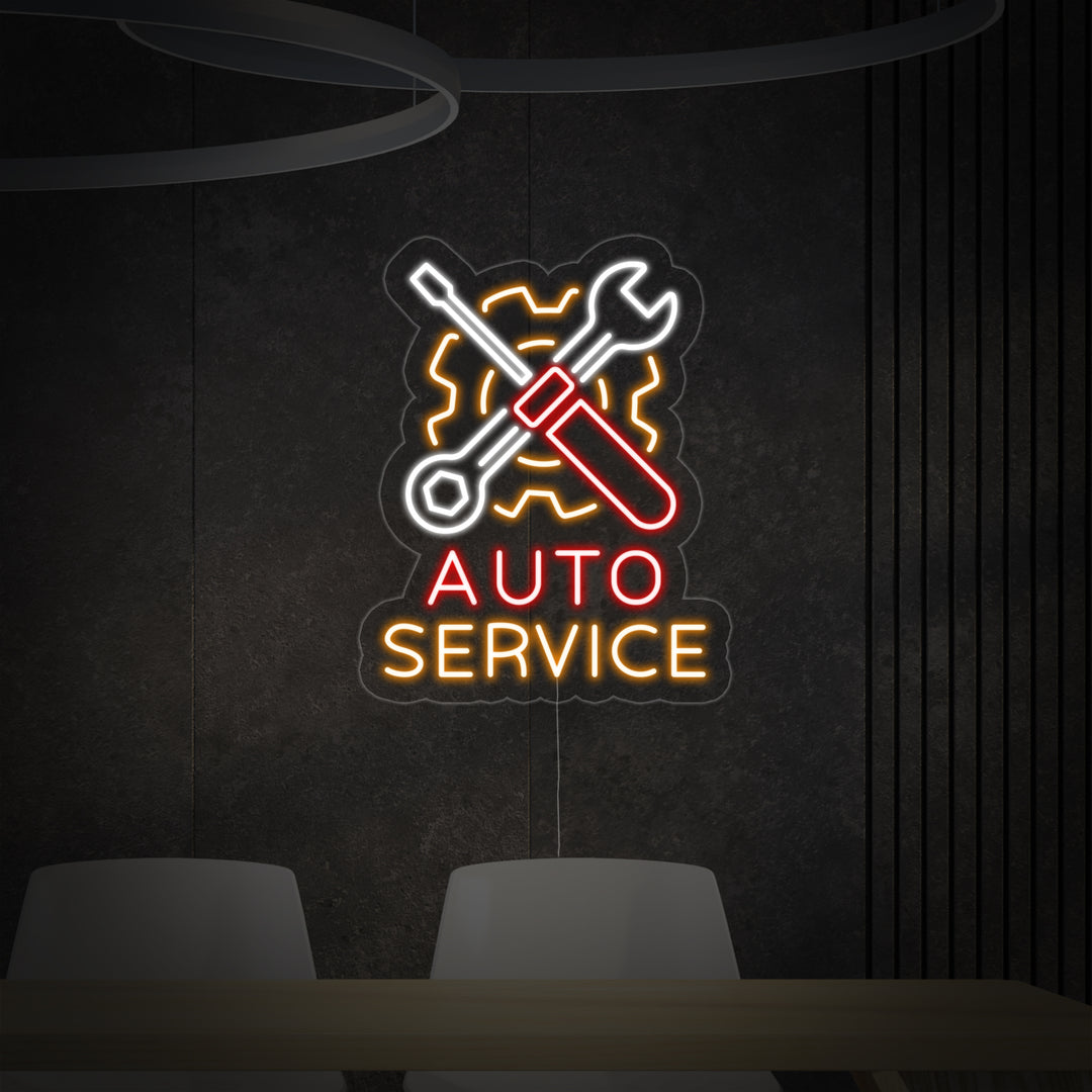 "Auto Service, Auto Reparatie Logo" Neon Verlichting