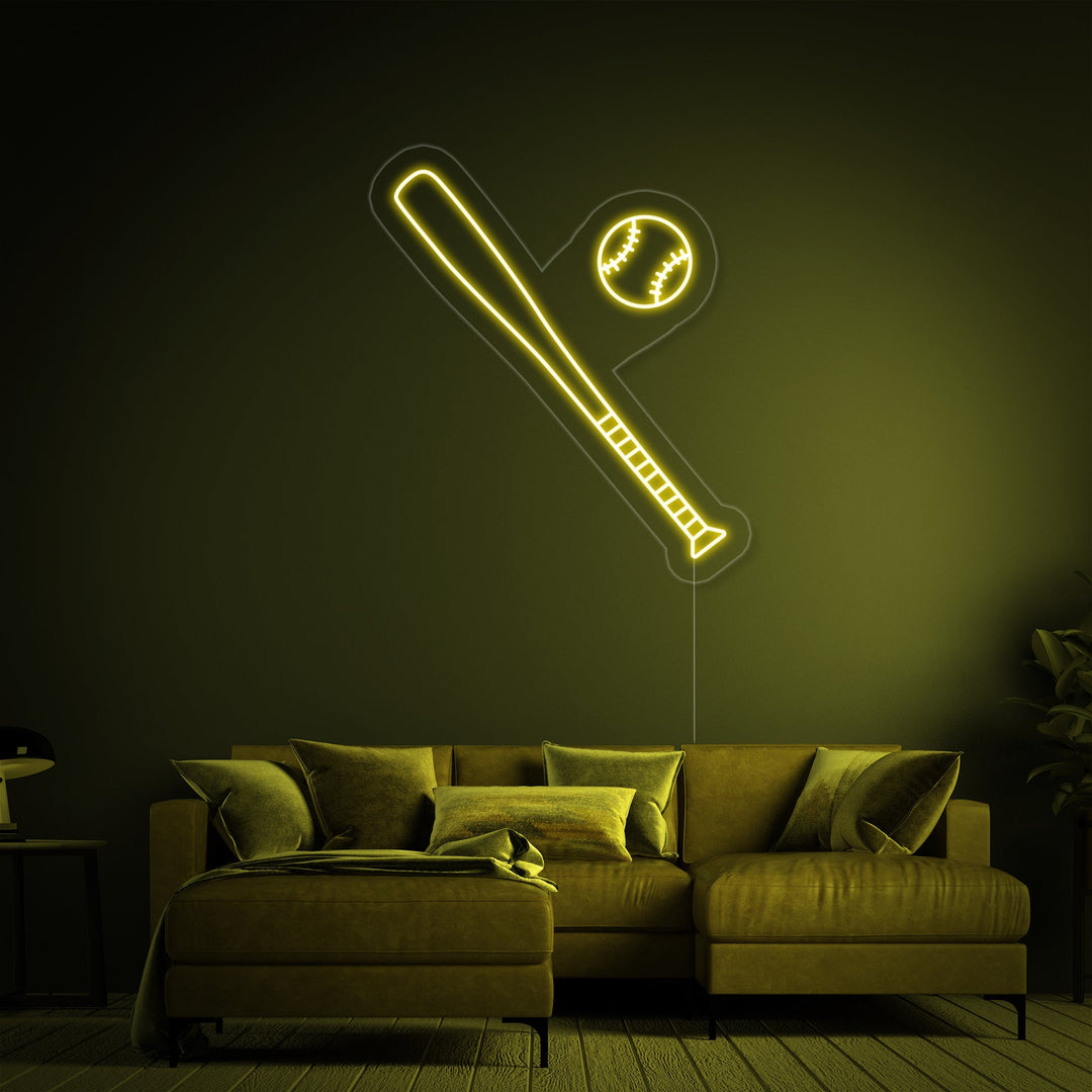 "Honkbalknuppel Bal" Neon Verlichting