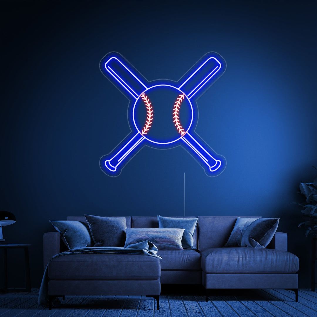 "Honkbal Gekruist Knuppels Met Bal" Neon Verlichting