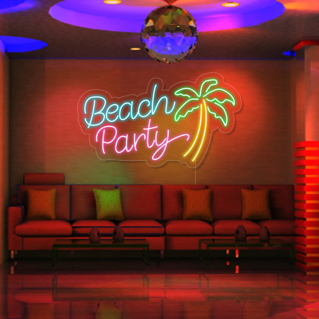"Beach Party, Palmboom" Neon Verlichting