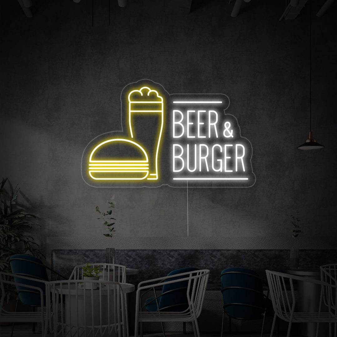 "Beer And Burger" Neon Verlichting