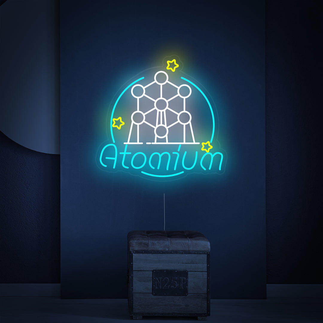 "Atomium In Brussel, België" Neon Verlichting