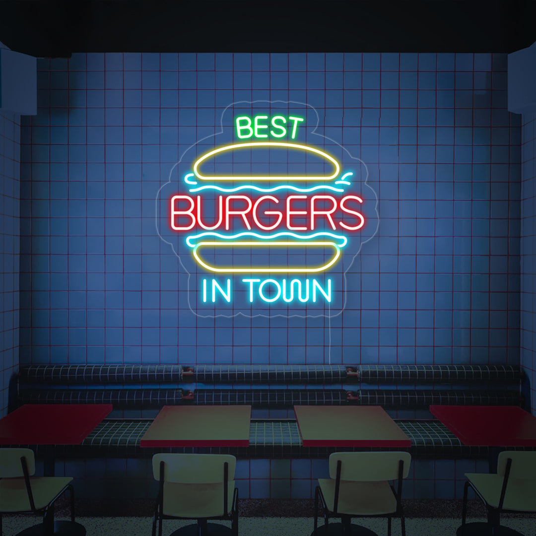 "Best Burgers In Town" Neon Verlichting