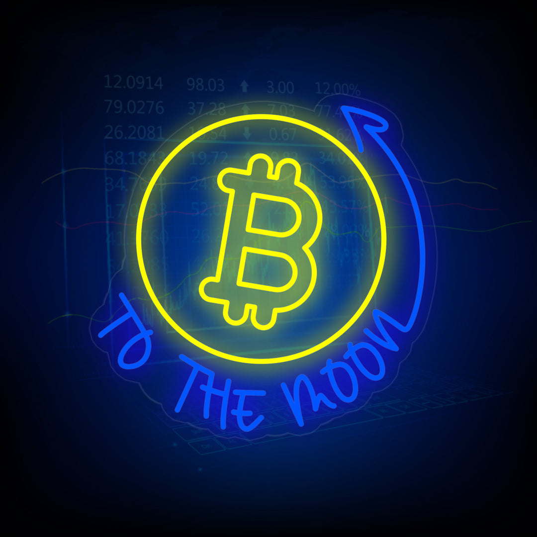 "Bitcoin to the Moon" Neon Verlichting