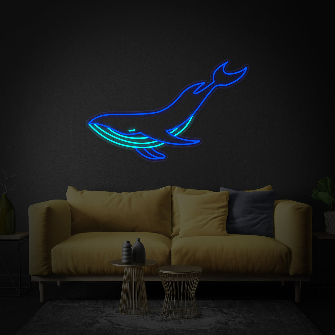 "Blauwe Vinvis" Neon Verlichting