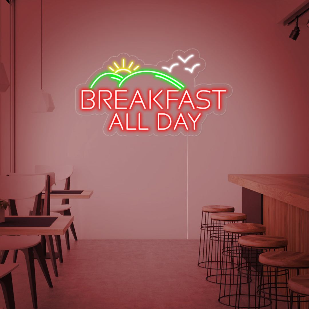 "Breakfast All Day" Neon Verlichting