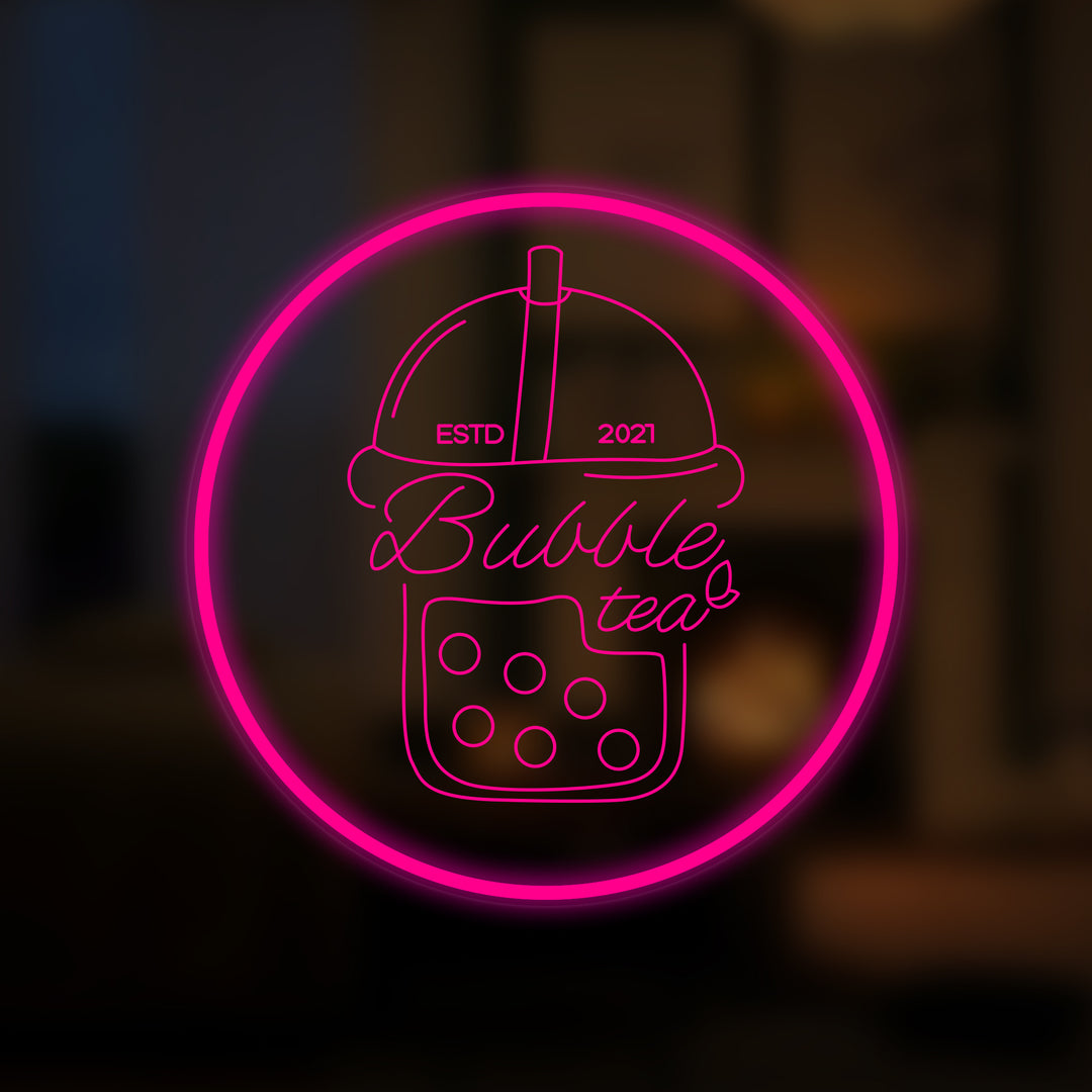 "Bubble Tea Beker" Miniatuur Neonbord