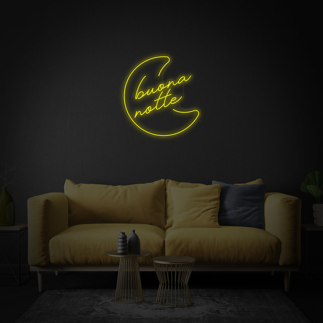 "Buona Notte, Goedenacht, Maan" Neon Verlichting