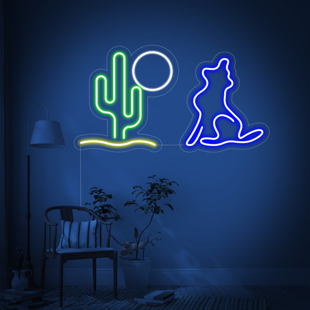 "Cactus, Maan, Wolf" Neon Verlichting