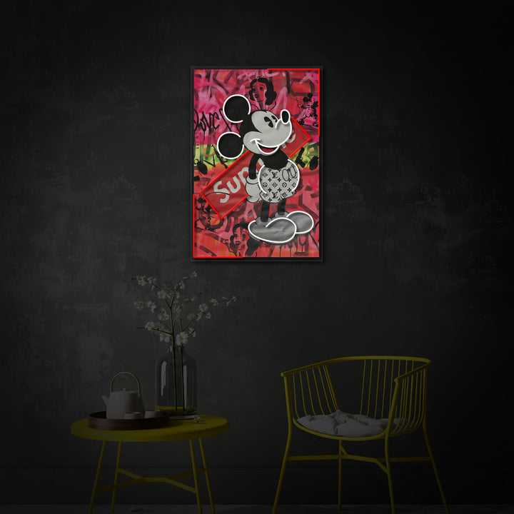 "Cartoon muis pop art" UV-geprint LED-neonbord