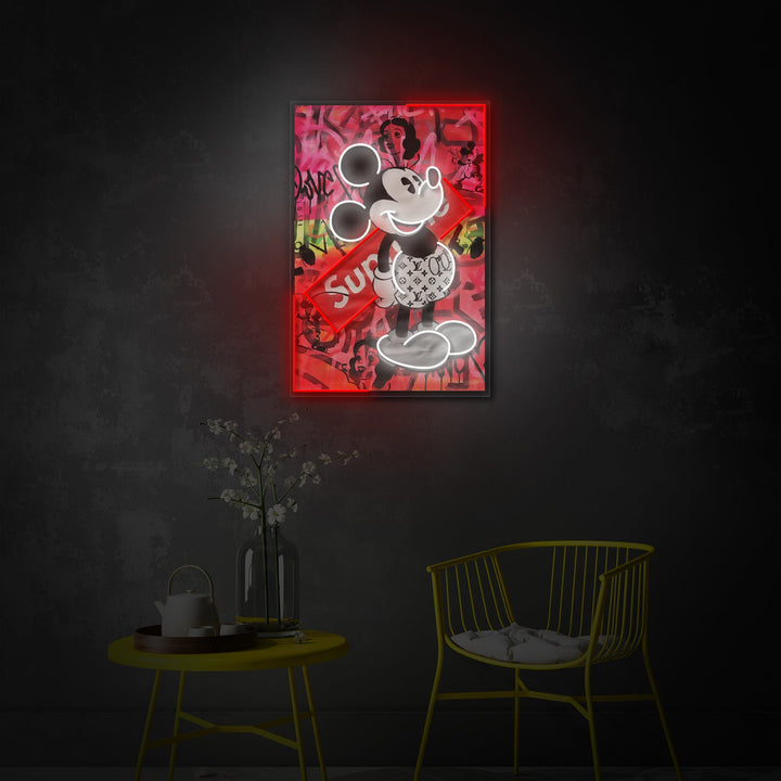 "Cartoon muis pop art" UV-geprint LED-neonbord