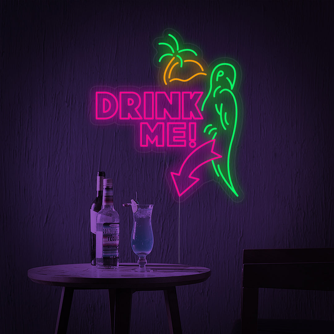 "papegaai, Drink Me" Neon Verlichting