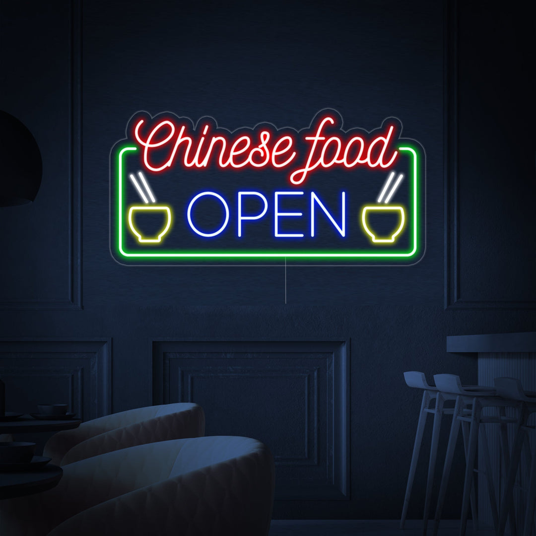 "Chinese Food Open" Neon Verlichting